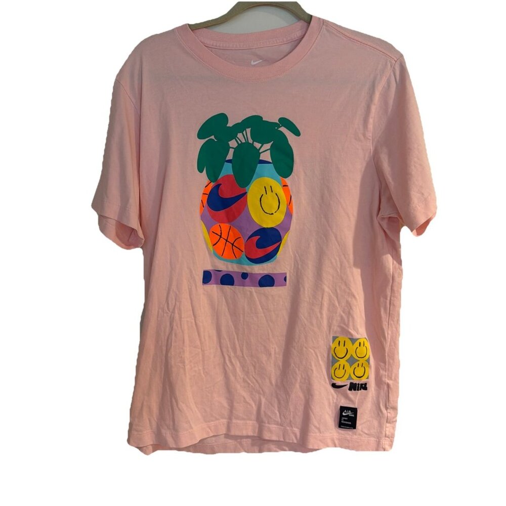 Nike T-Shirt Mens Large Pink David Bruce Artist In Residence AIR Basketball